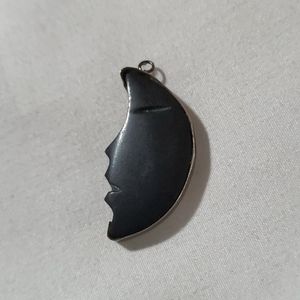 Carved onyx crescent moon pendant
